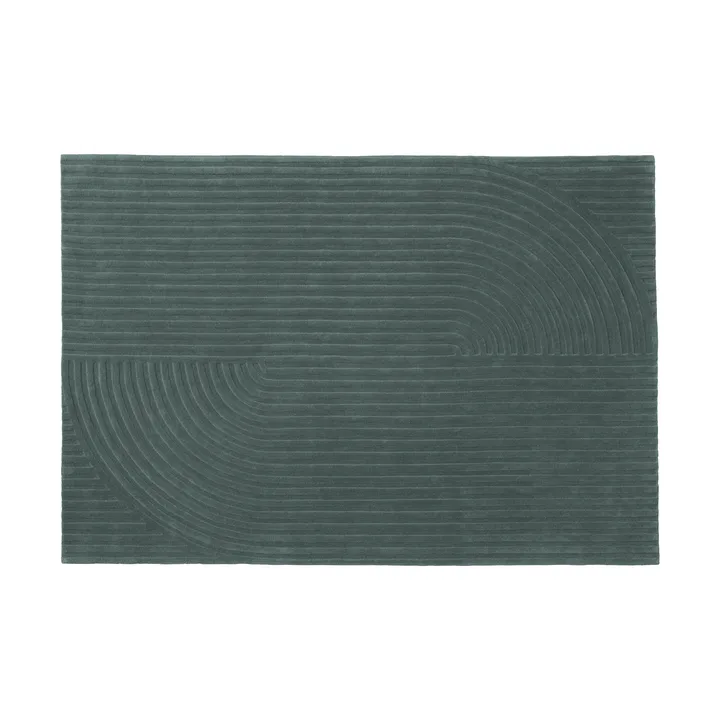 Relevo Rug Quattro vloerkleed van wol - Dark green, 170x240 cm - Muuto
