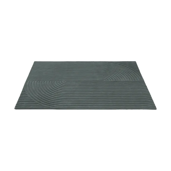 Relevo Rug Quattro vloerkleed van wol - Dark green, 170x240 cm - Muuto