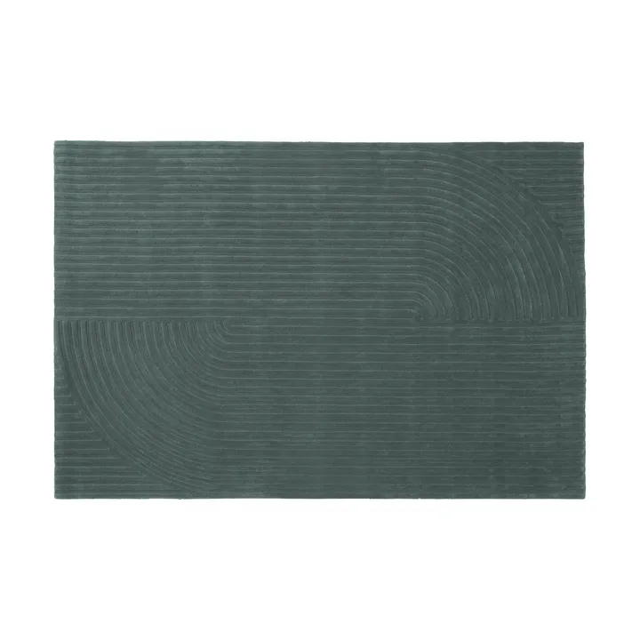 Relevo Rug Quattro vloerkleed van wol - Dark green, 200x300 cm - Muuto