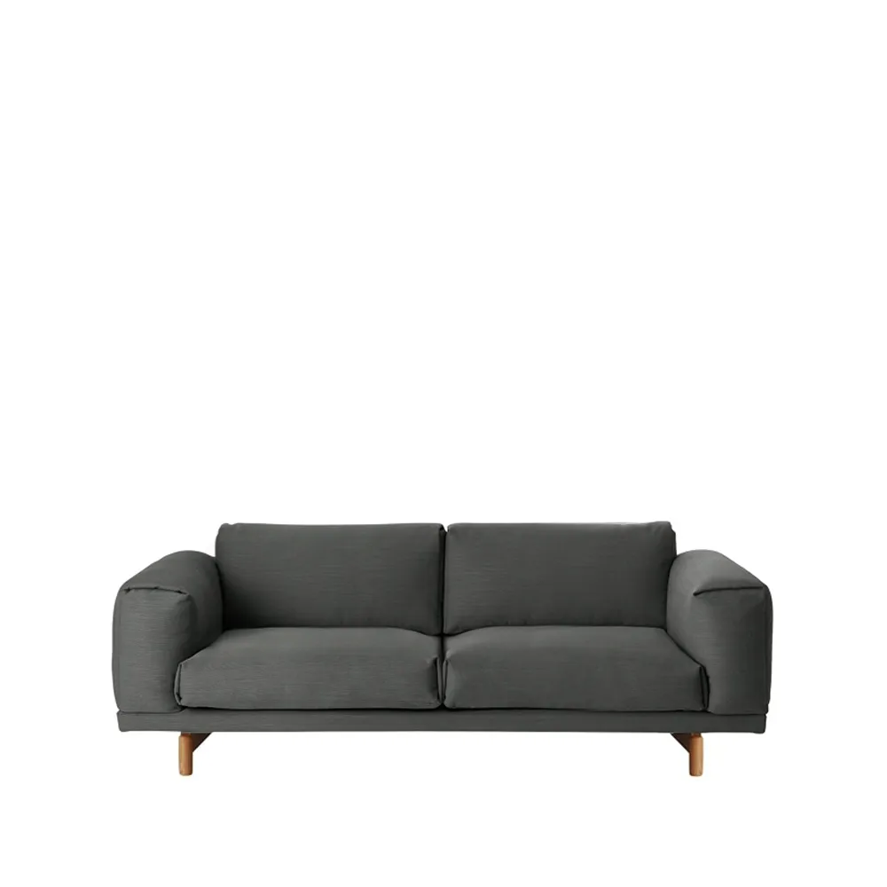 Rest bank, 2-zits-remix 163 grey-eikenhouten poten Muuto