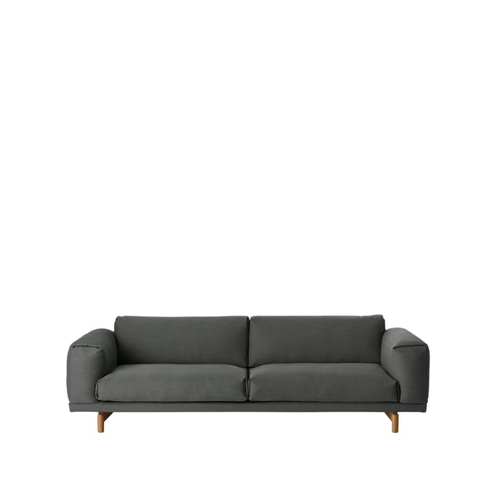 Rest bank - 3-zits-remix 163 grey-eikenhouten poten - Muuto