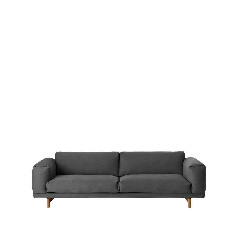 Muuto Rest bank 3-zits-remix 163 grey-eikenhouten poten