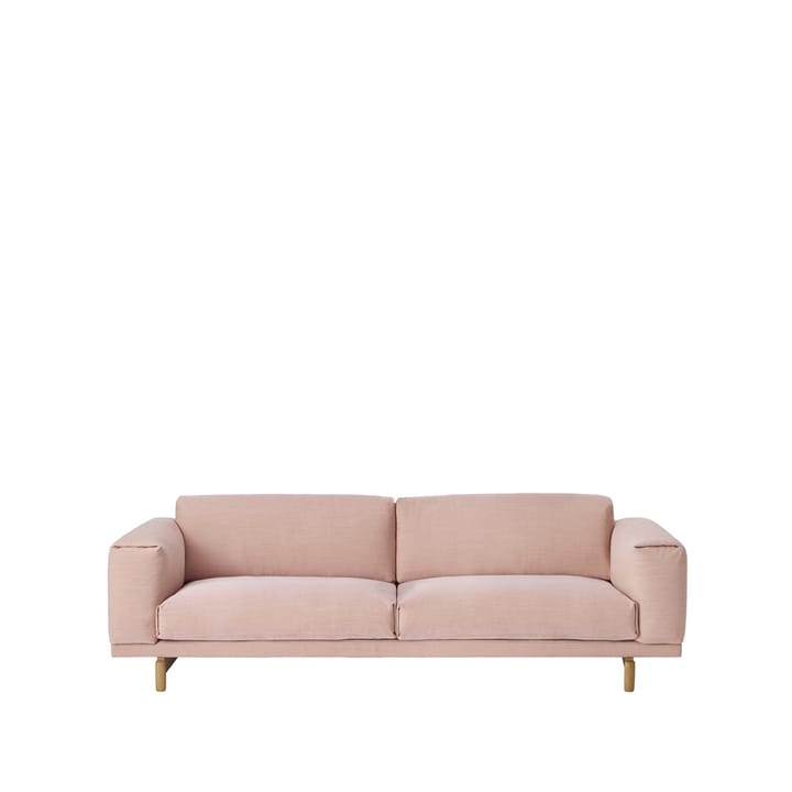 Rest bank - 3-zits stof steelcut trio 515 rose, eikenhouten poten - Muuto