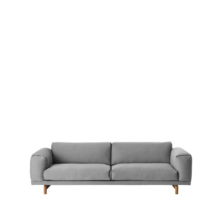 Rest bank - 3-zits stof steelcut trio ii 133 light grey, eikenhouten poten - Muuto