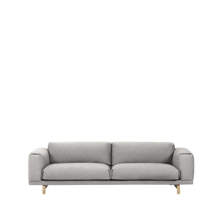 Rest bank - 3-zits stof vancouver 14 light grey, eikenhouten poten - Muuto