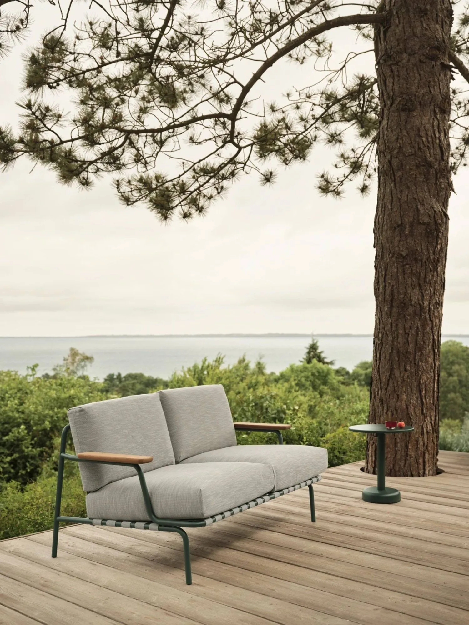 Settle 2-zits bank, Ribbed Weave 2 Dark green Muuto