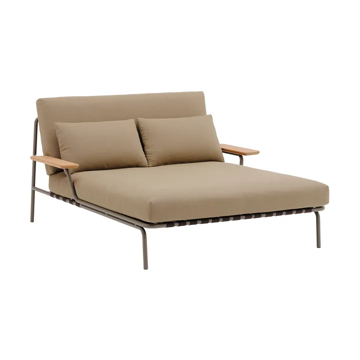 Settle loungebed - Ribbed Weave 5-taupe, met armleuningen - Muuto