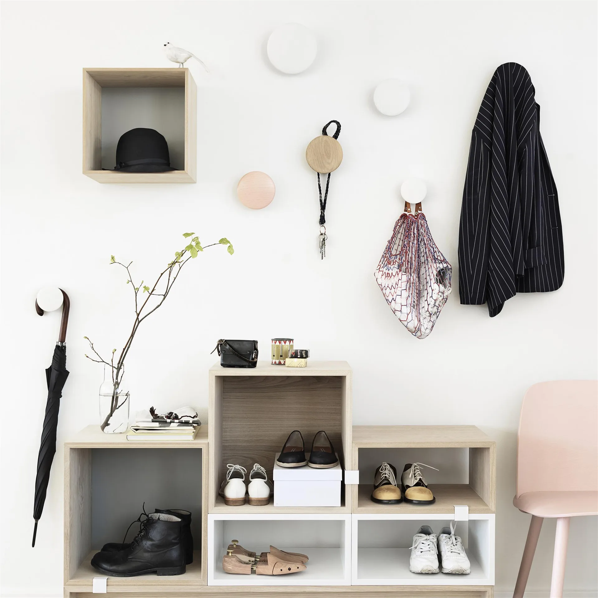 The Dots wandhaken 5-pack, Crème wit Muuto