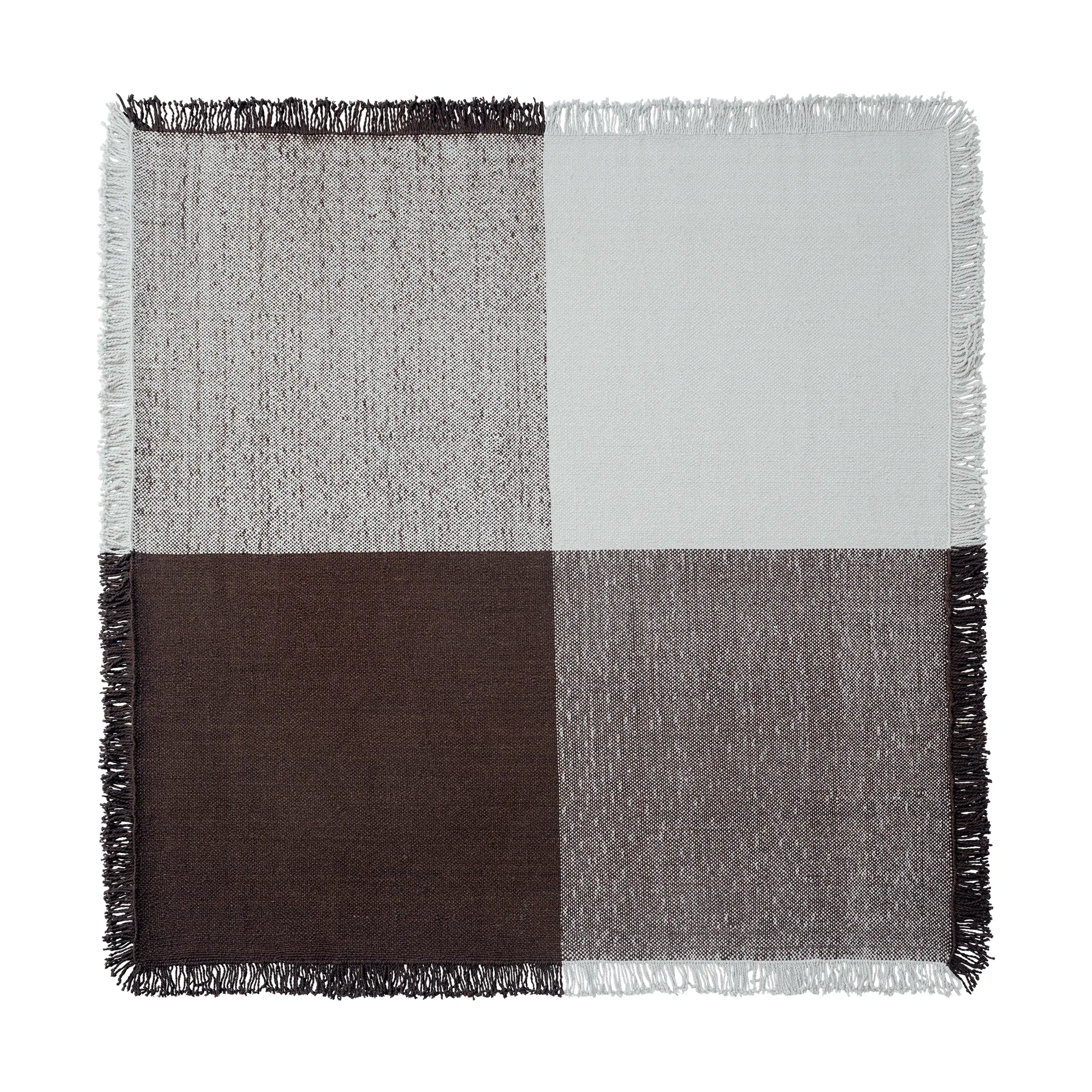 Verso vloerkleed van wol, Cool grey-donkerbruin, 258x258 cm Muuto
