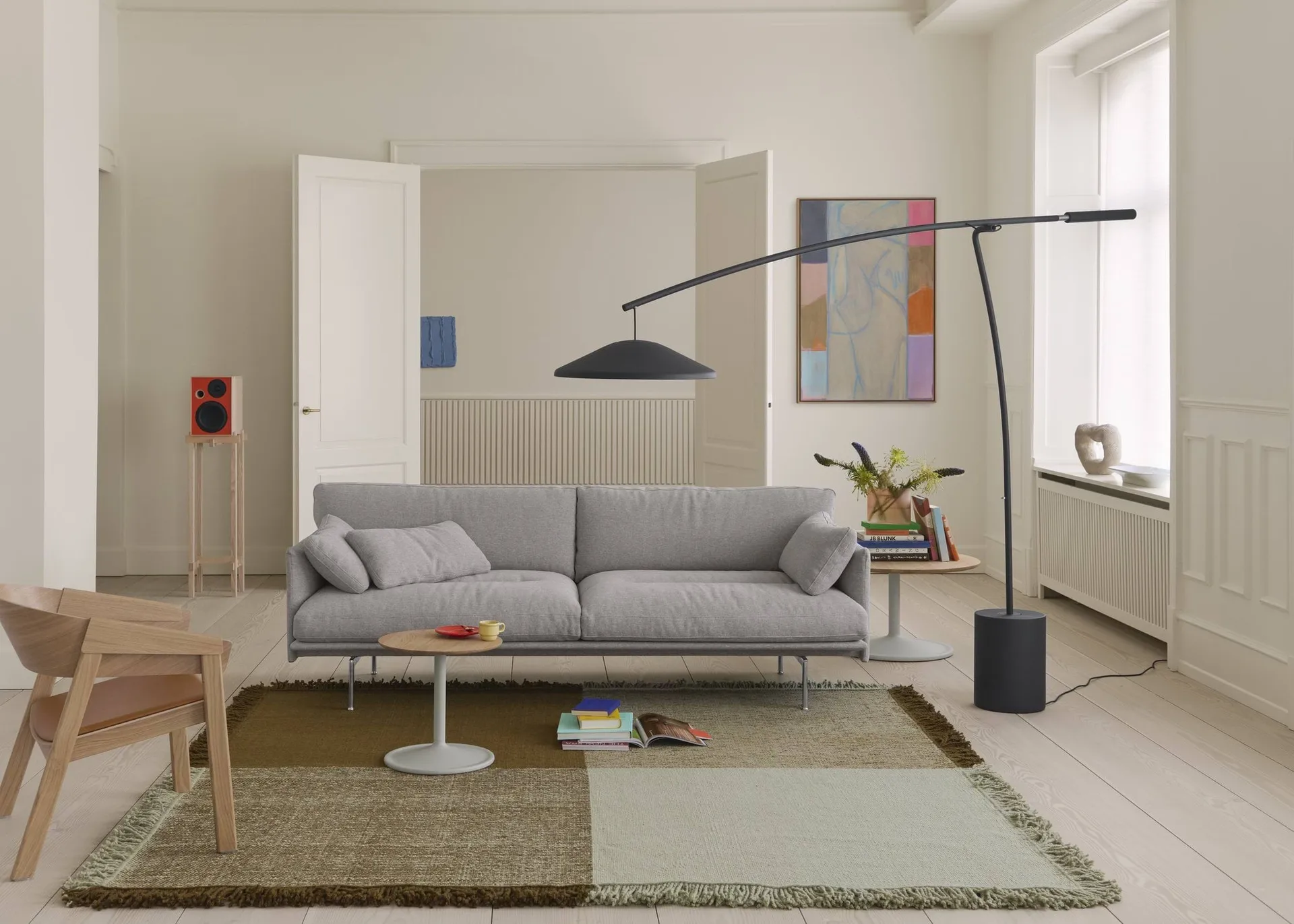 Verso vloerkleed van wol, Cool grey-donkerbruin, 258x258 cm Muuto