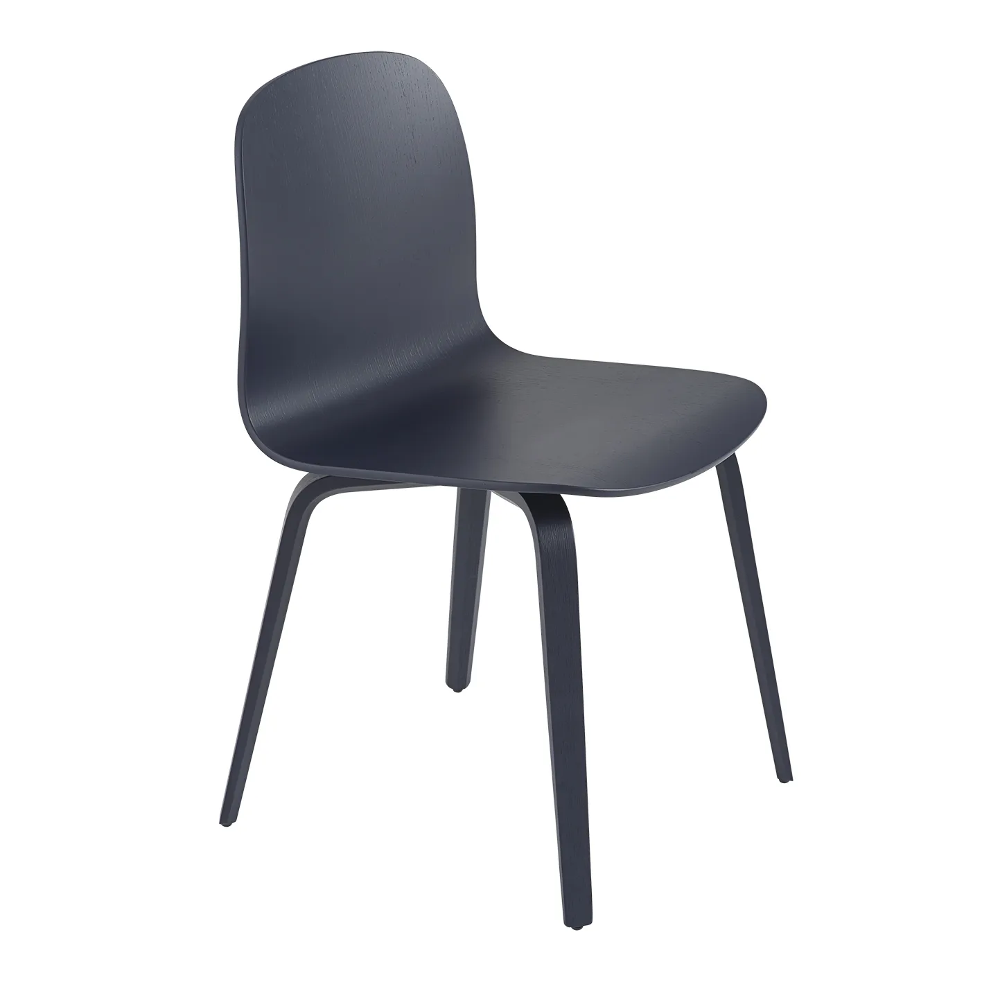 Visu Chair stoel houten onderstel, Midnight blue Muuto