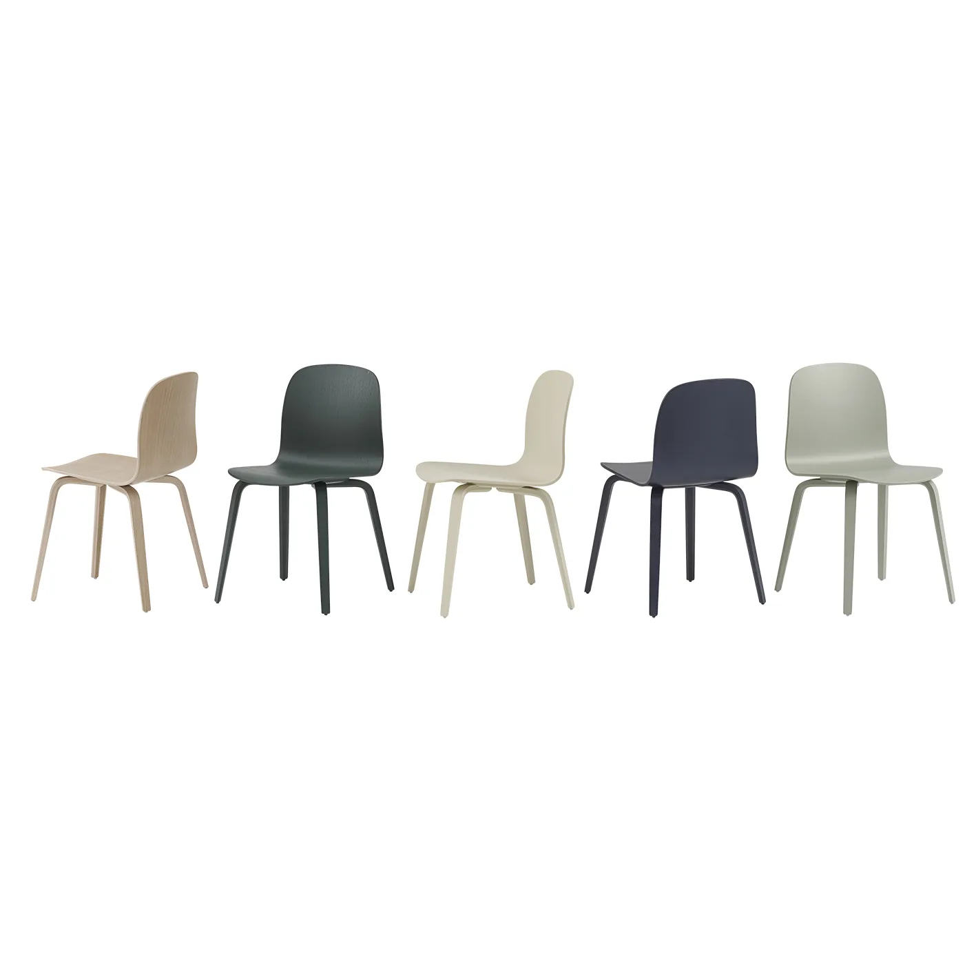 Visu Chair stoel houten onderstel, Sand Muuto
