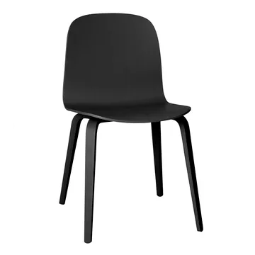 Visu Chair stoel houten onderstel - zwart - Muuto