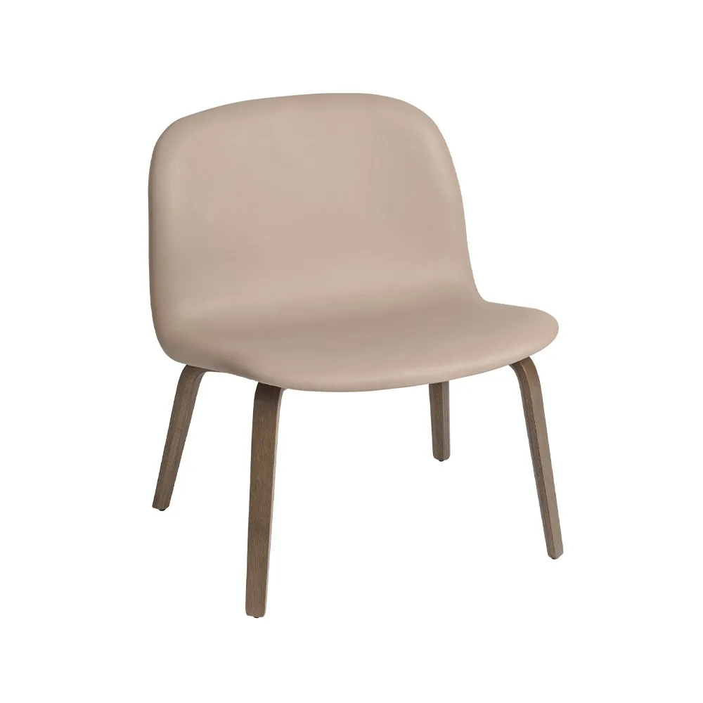 Visu loungefauteuil bekleed stoel, Refine leather beige-Brown oak Muuto