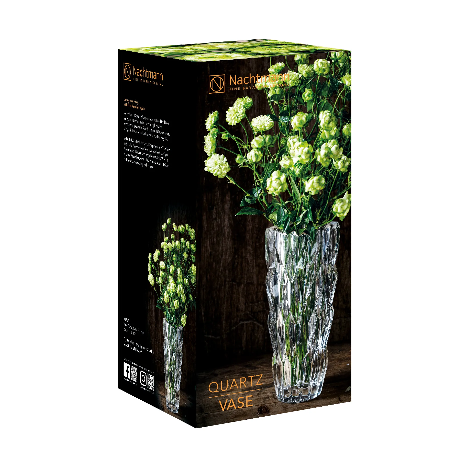 Quartz vaas 26 cm, Helder Nachtmann