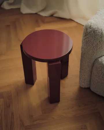 Atlas ronde kruk - Burgundy, Ø36x44 cm - New Works