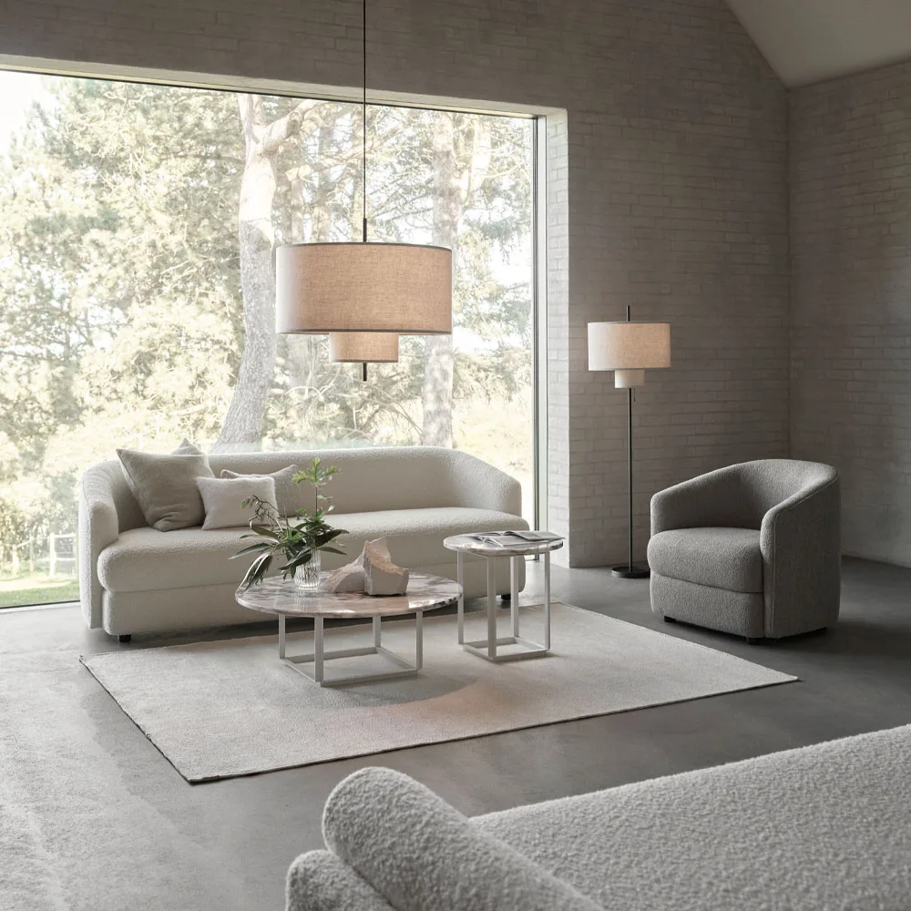 Florence bijzettafel, gris du marais marble, ø50 cm, zwart onderstel New Works