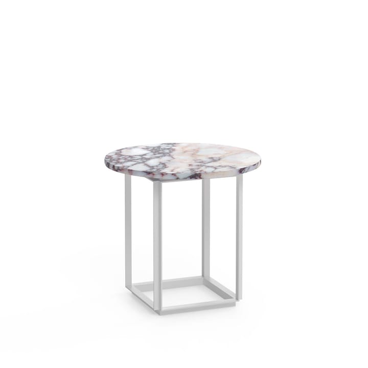 Florence bijzettafel, white viola marble, ø50 cm, wit onderstel New Works
