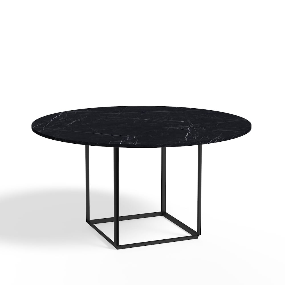 New Works Florence ronde eettafel black marquina marble, o145, zwart onderstel