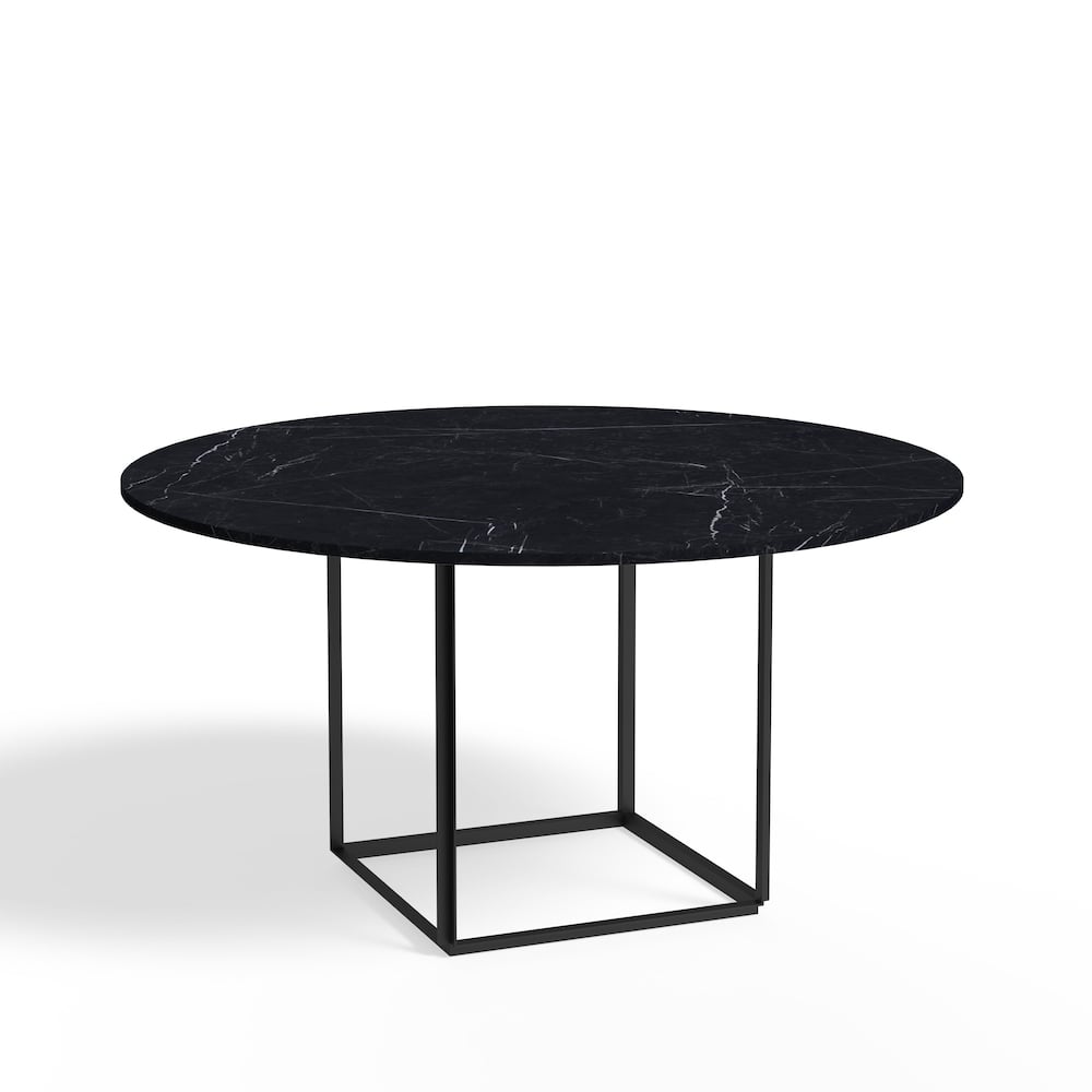 New Works Florence ronde eettafel black marquina marble, ø145, zwart onderstel