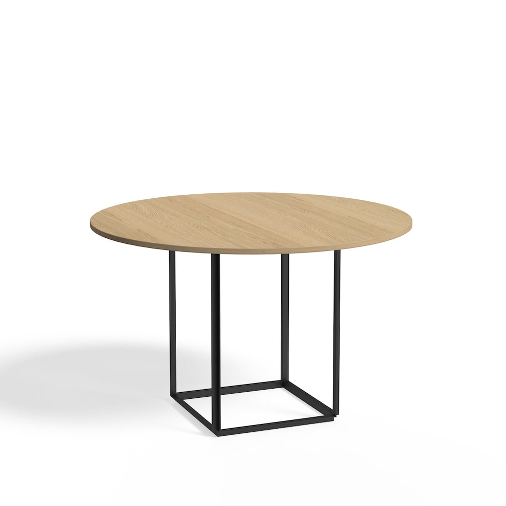 New Works Florence ronde eettafel natural oak, ø120 cm, zwart onderstel