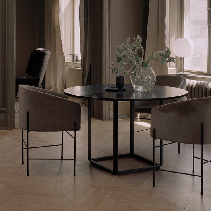 Florence ronde eettafel, walnut, ø120 cm, zwart onderstel New Works