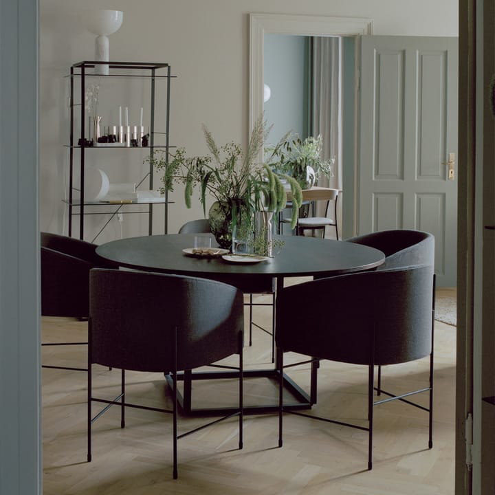 Florence ronde eettafel, walnut, ø120 cm, zwart onderstel New Works