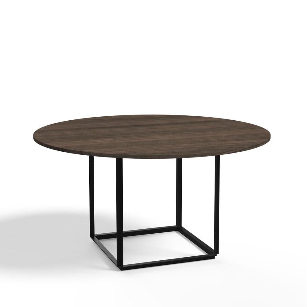 New Works Florence ronde eettafel walnut, ø145 cm, zwart onderstel