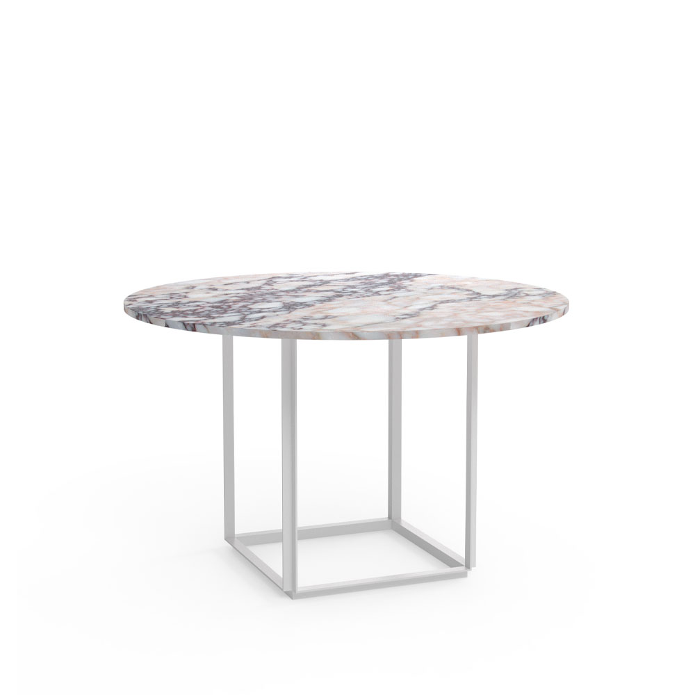 New Works Florence ronde eettafel white viola marble, ø120 cm, wit onderstel