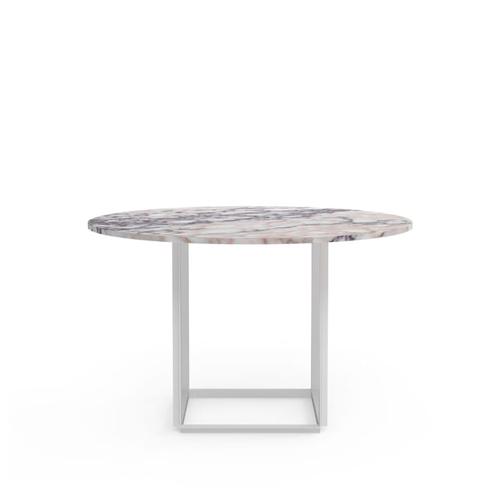 Florence ronde eettafel, white viola marble, ø120 cm, wit onderstel New Works