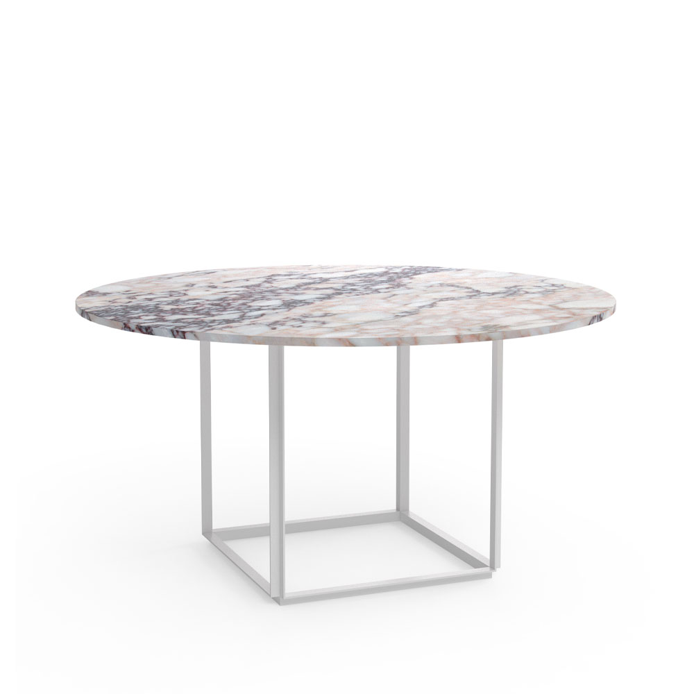 New Works Florence ronde eettafel white viola marble, ø145 cm, wit onderstel