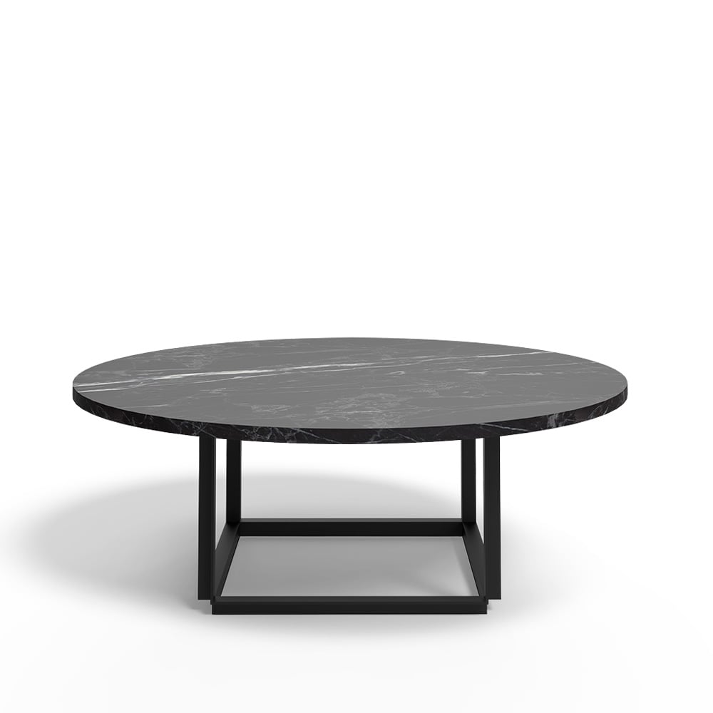 New Works Florence salontafel black marquina marble, ø90, zwart onderstel