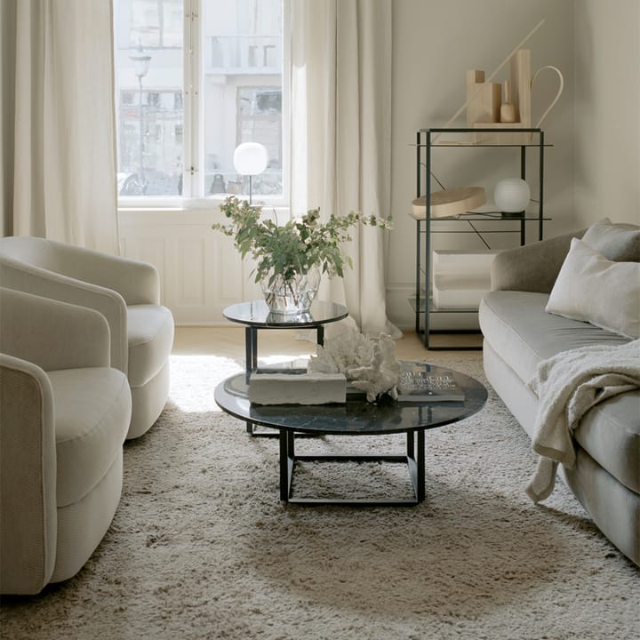 Florence salontafel, gris du marais marble, ø90 cm, zwart onderstel New Works