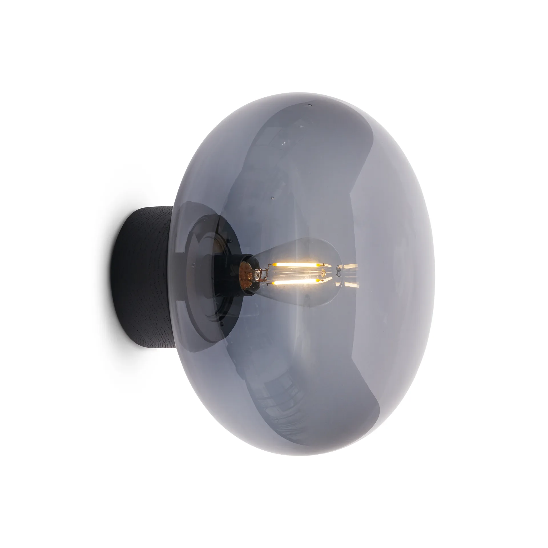 Karl-Johan wandlamp, Black stained oak-smoked glass New Works