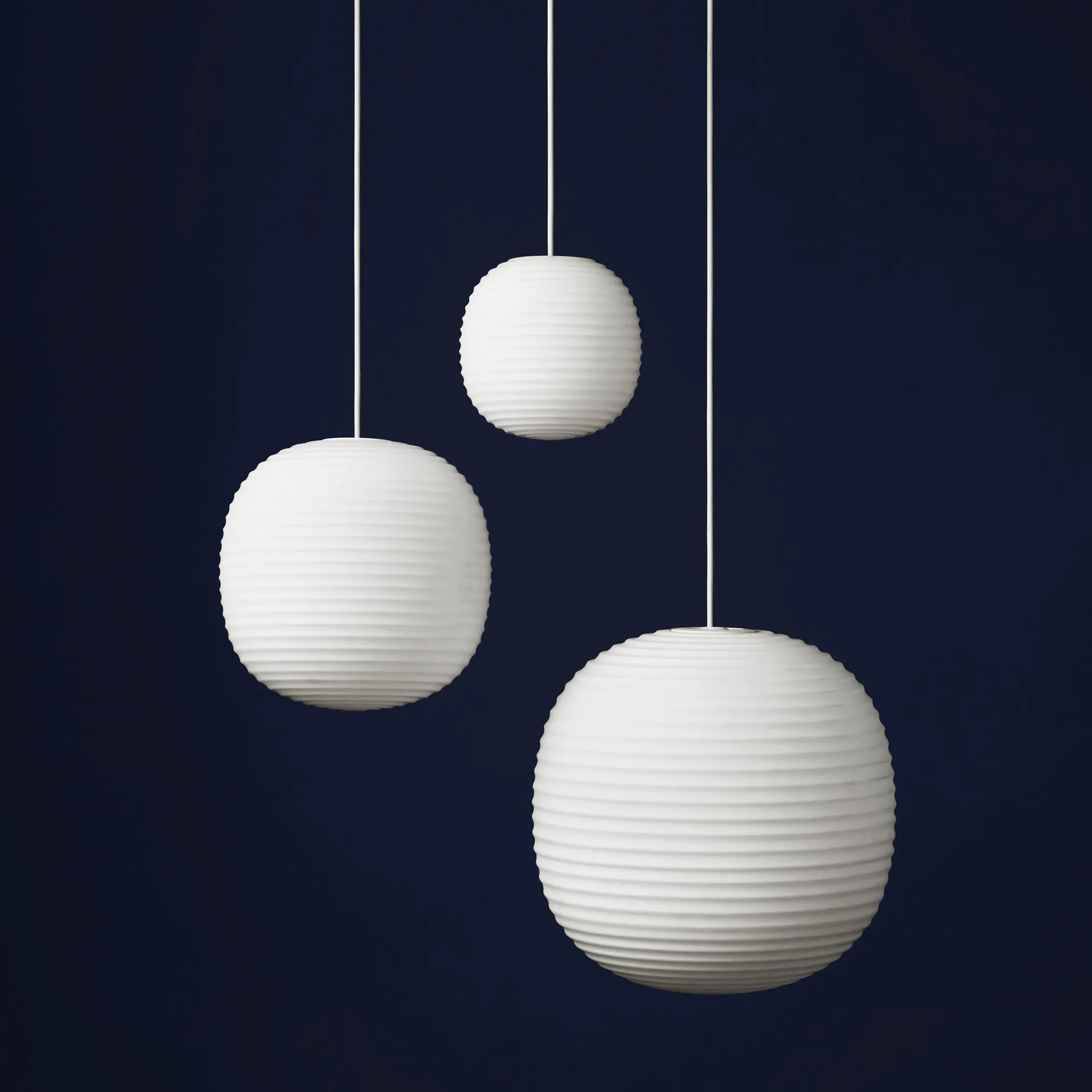 Lantern hanglamp medium, Frosted white opal glass New Works