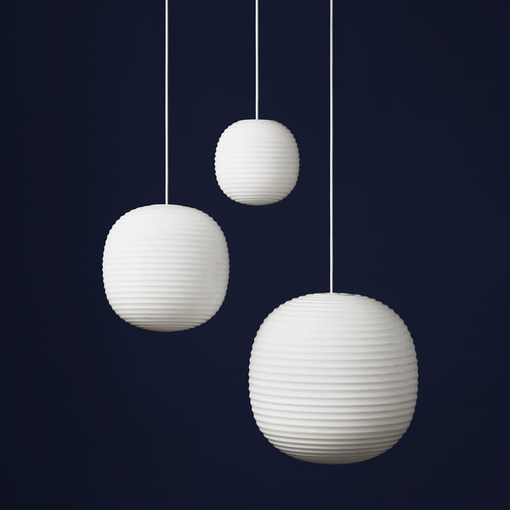 Lantern hanglamp medium, Frosted white opal glass New Works