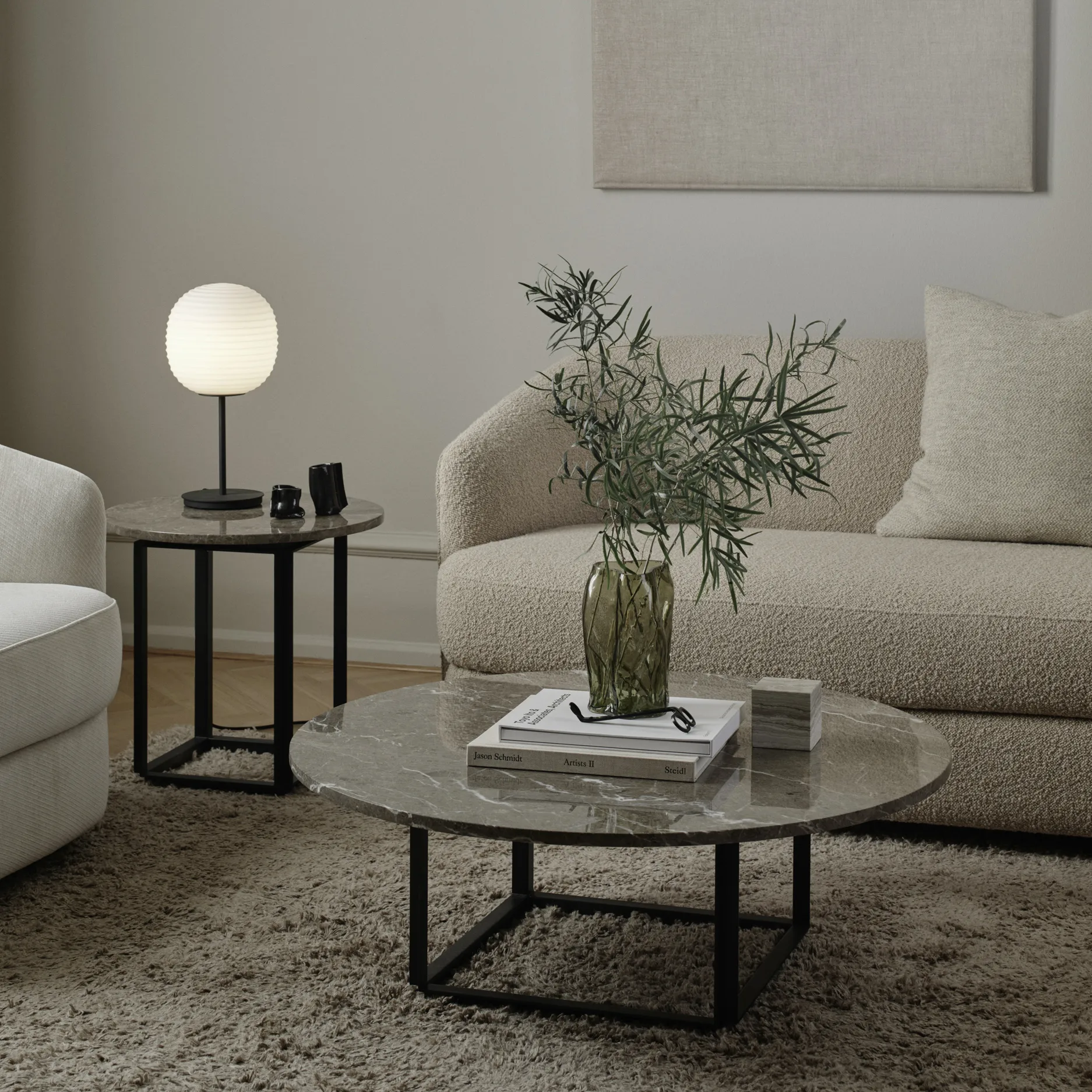 Lantern tafellamp small, Frosted white opal glass New Works