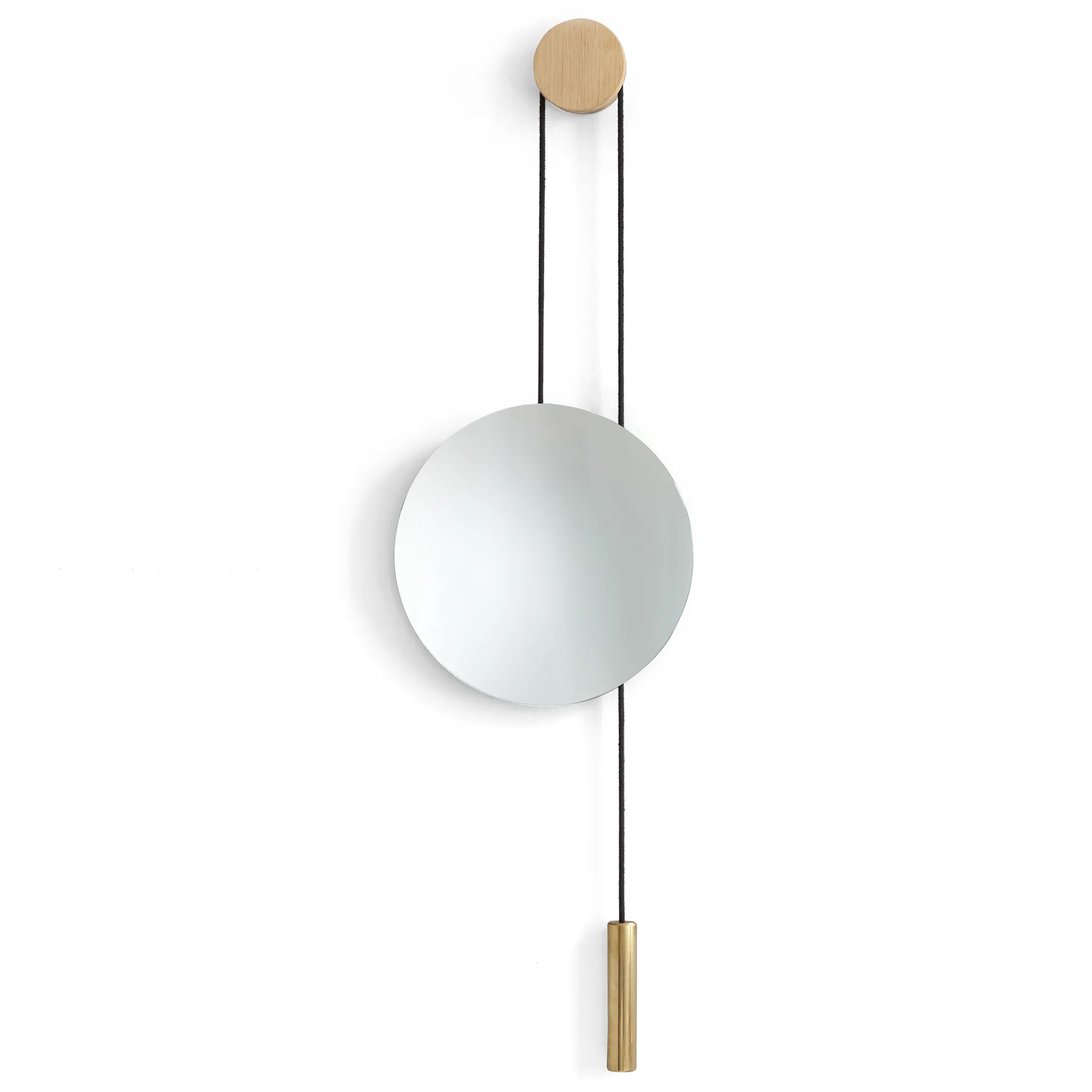 Rise and Shine spiegel, Natural oak-brass weight New Works