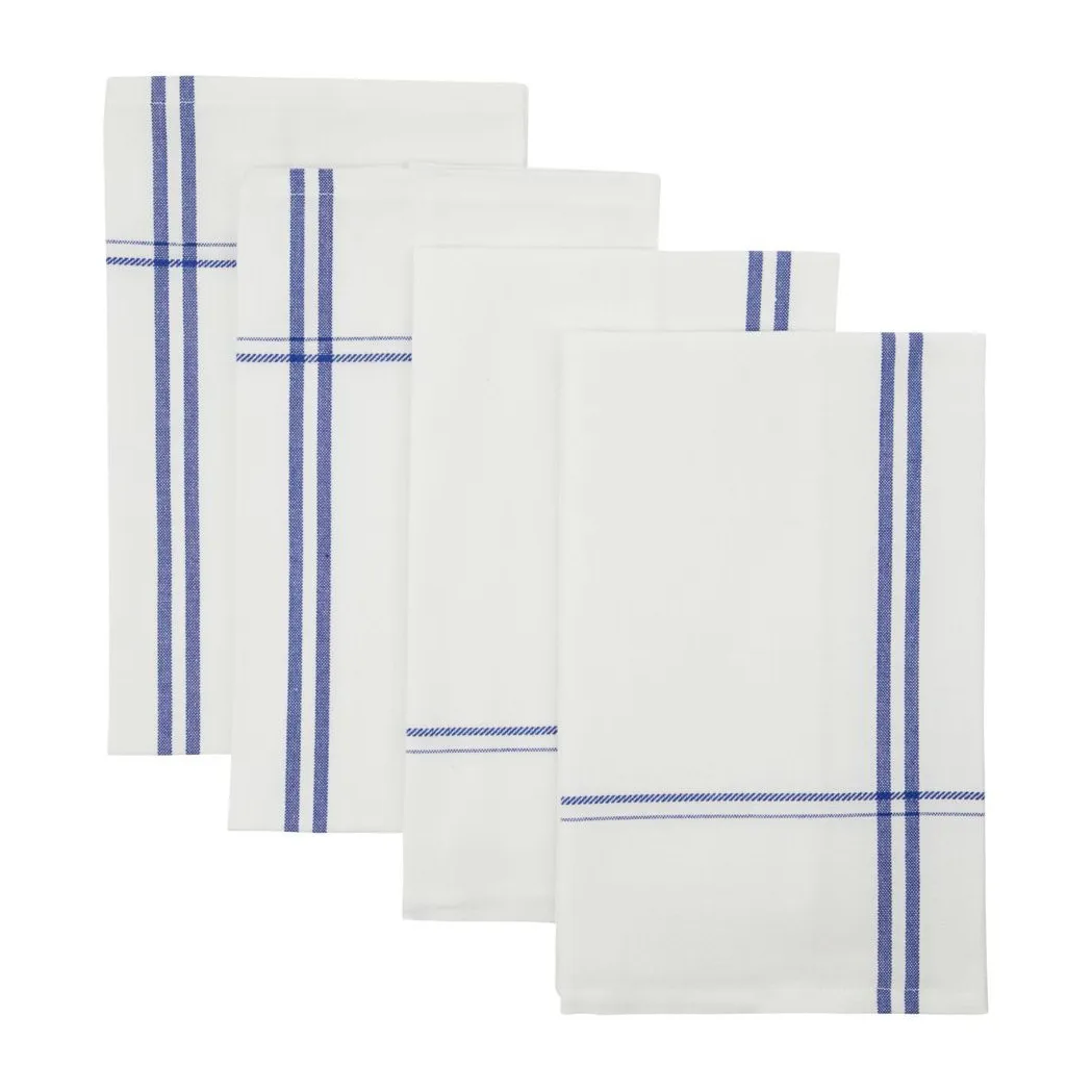 Amow stoffen servet 32x52 cm 4-pack, Wit-blauw Nicolas Vahé