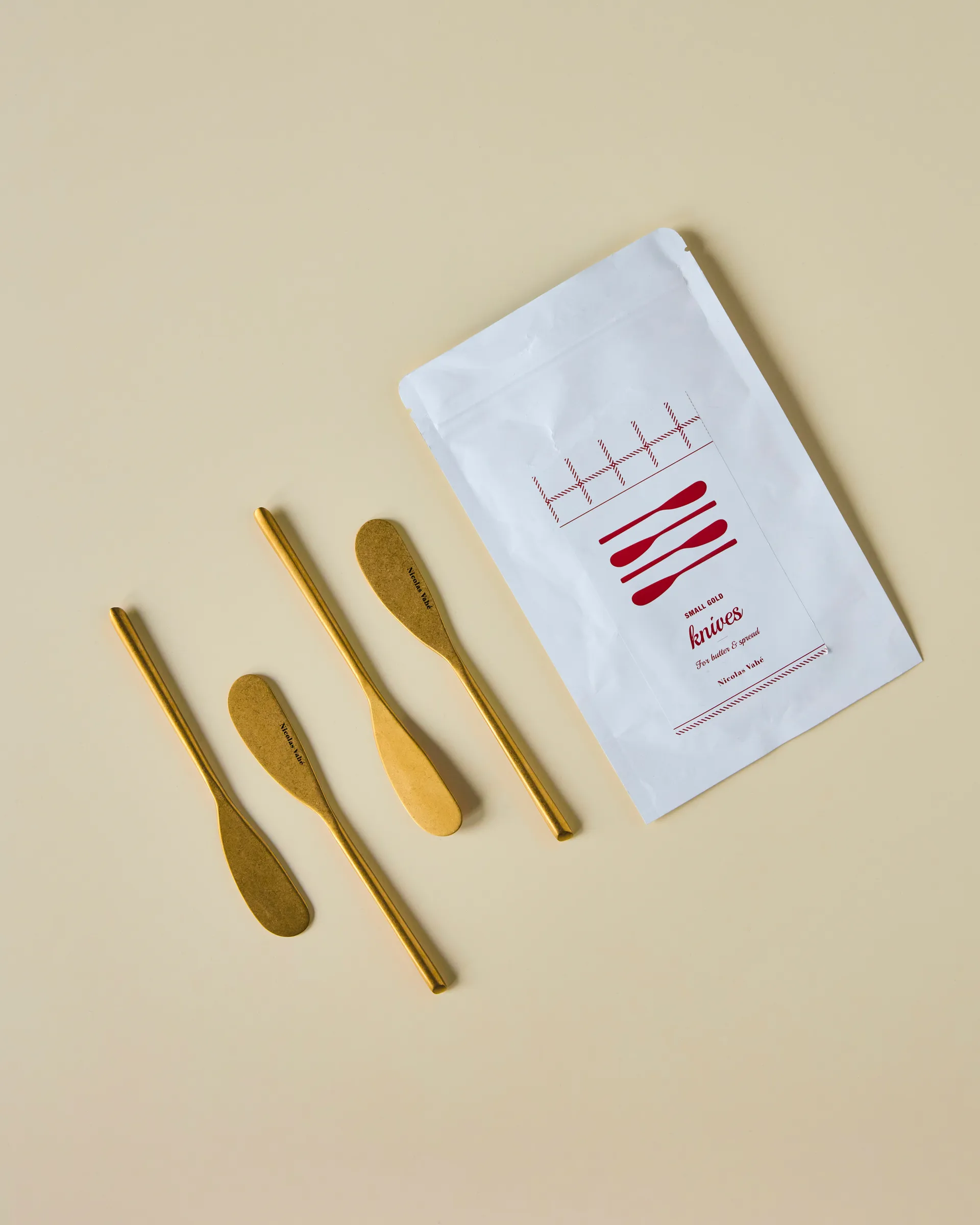 Nicolas Vahé botermes 4-pack, Antiek gouden finish Nicolas Vahé