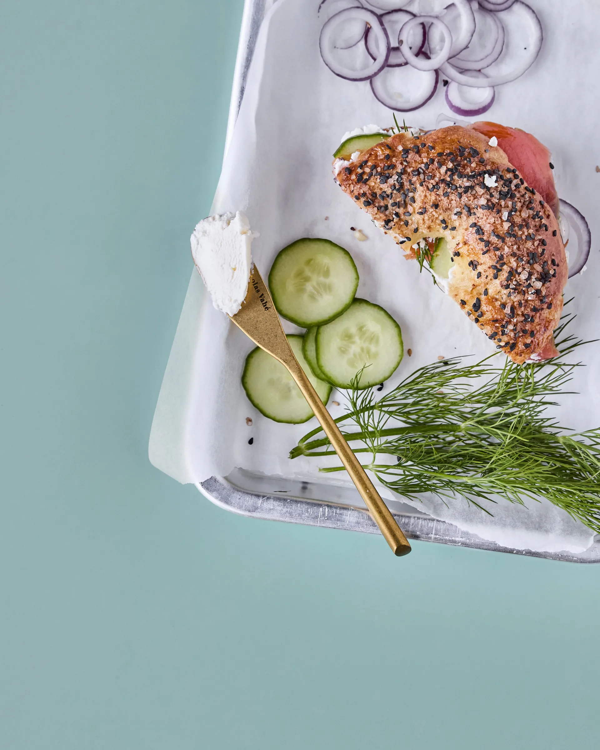 Nicolas Vahé botermes 4-pack, Antiek gouden finish Nicolas Vahé