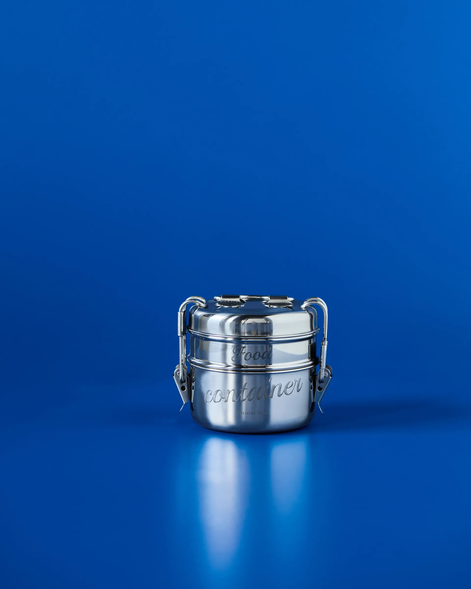 Nicolas Vahé lunchtrommel 2 delig, Zilverkleurige afwerking, Ø10 cm Nicolas Vahé