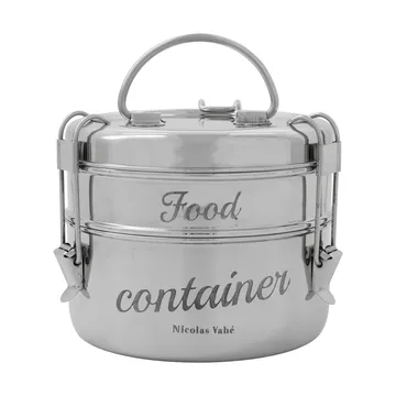 Nicolas Vahé lunchtrommel 2 delig - Zilverkleurige afwerking, Ø18 cm - Nicolas Vahé
