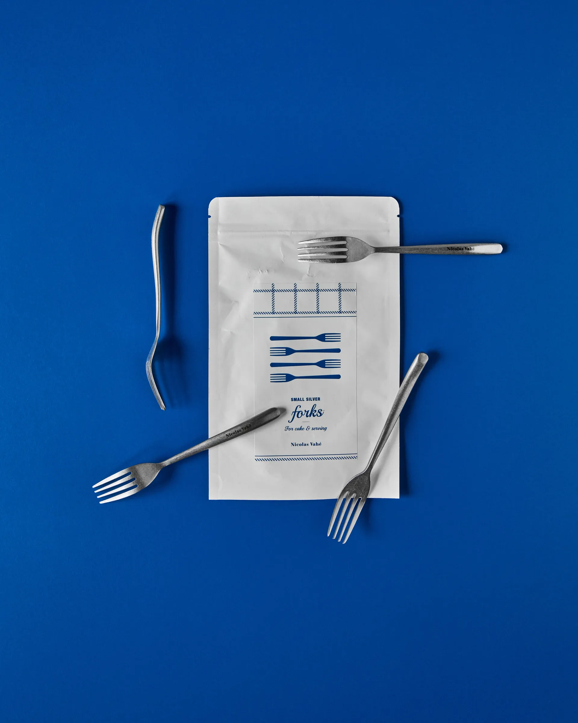 Nicolas Vahé taartvork 4-pack, Antiek zilverkleurige afwerking Nicolas Vahé