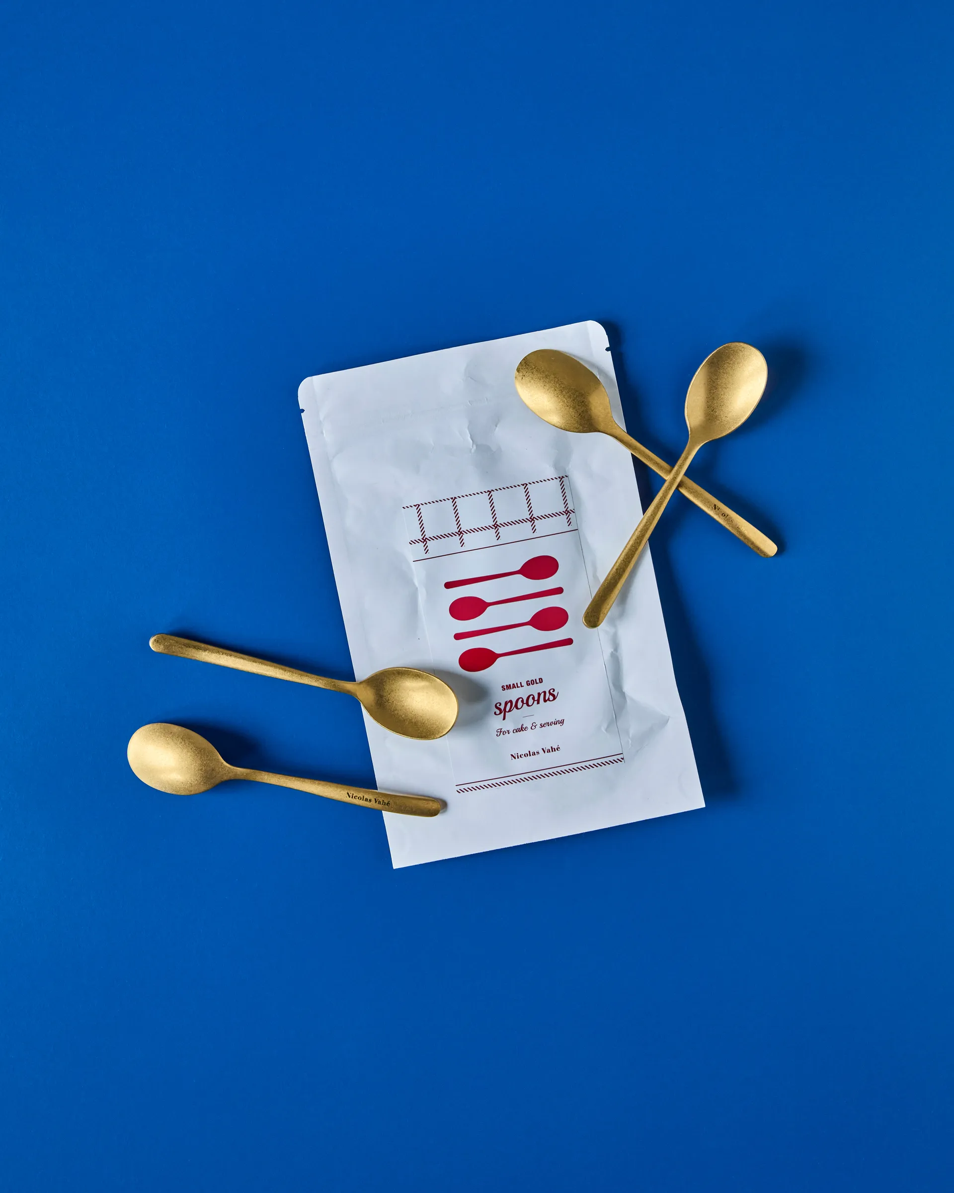 Nicolas Vahé theelepel 4-pack, Antiek gouden afwerking Nicolas Vahé