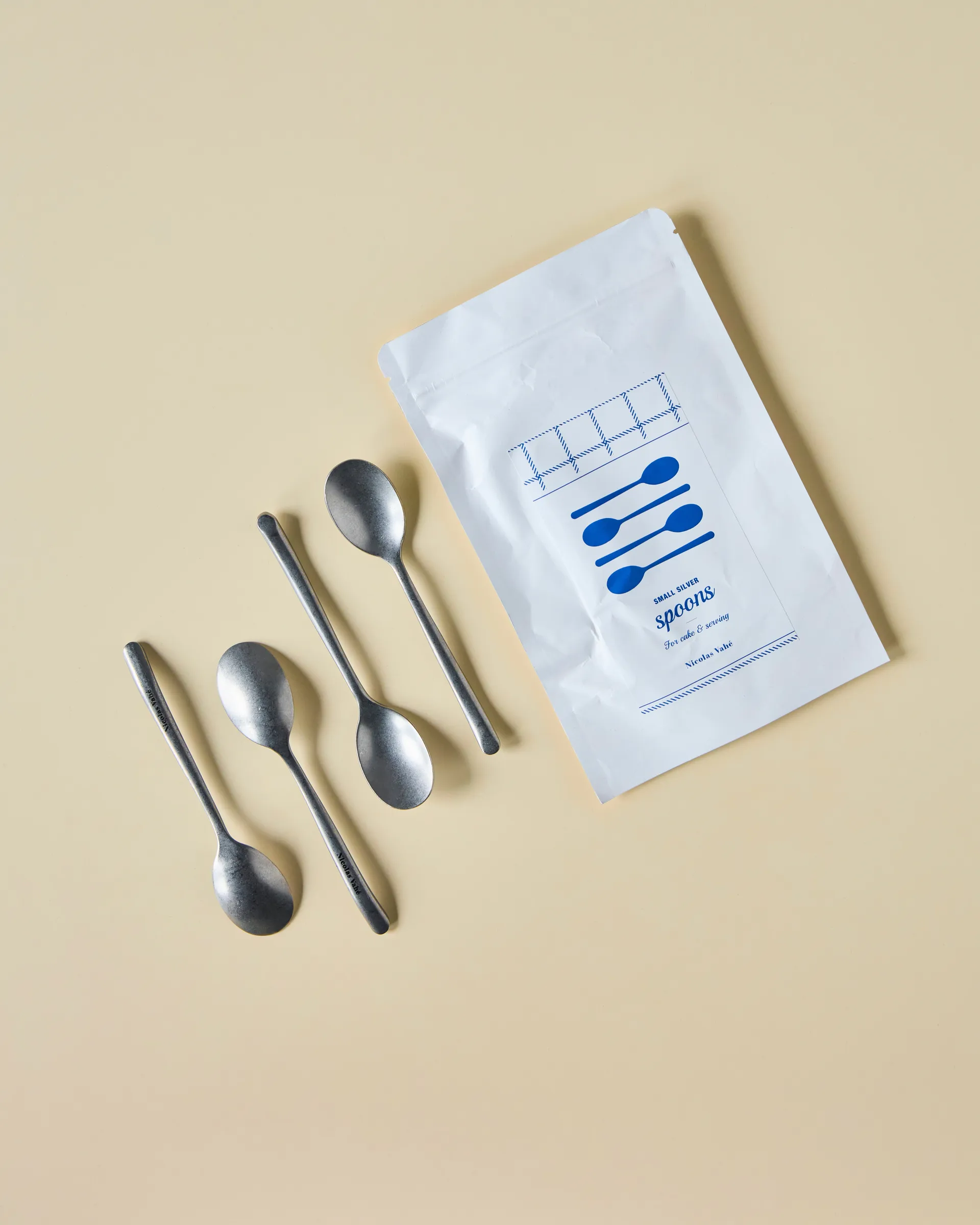 Nicolas Vahé theelepel 4-pack, Antiek zilverkleurige afwerking Nicolas Vahé