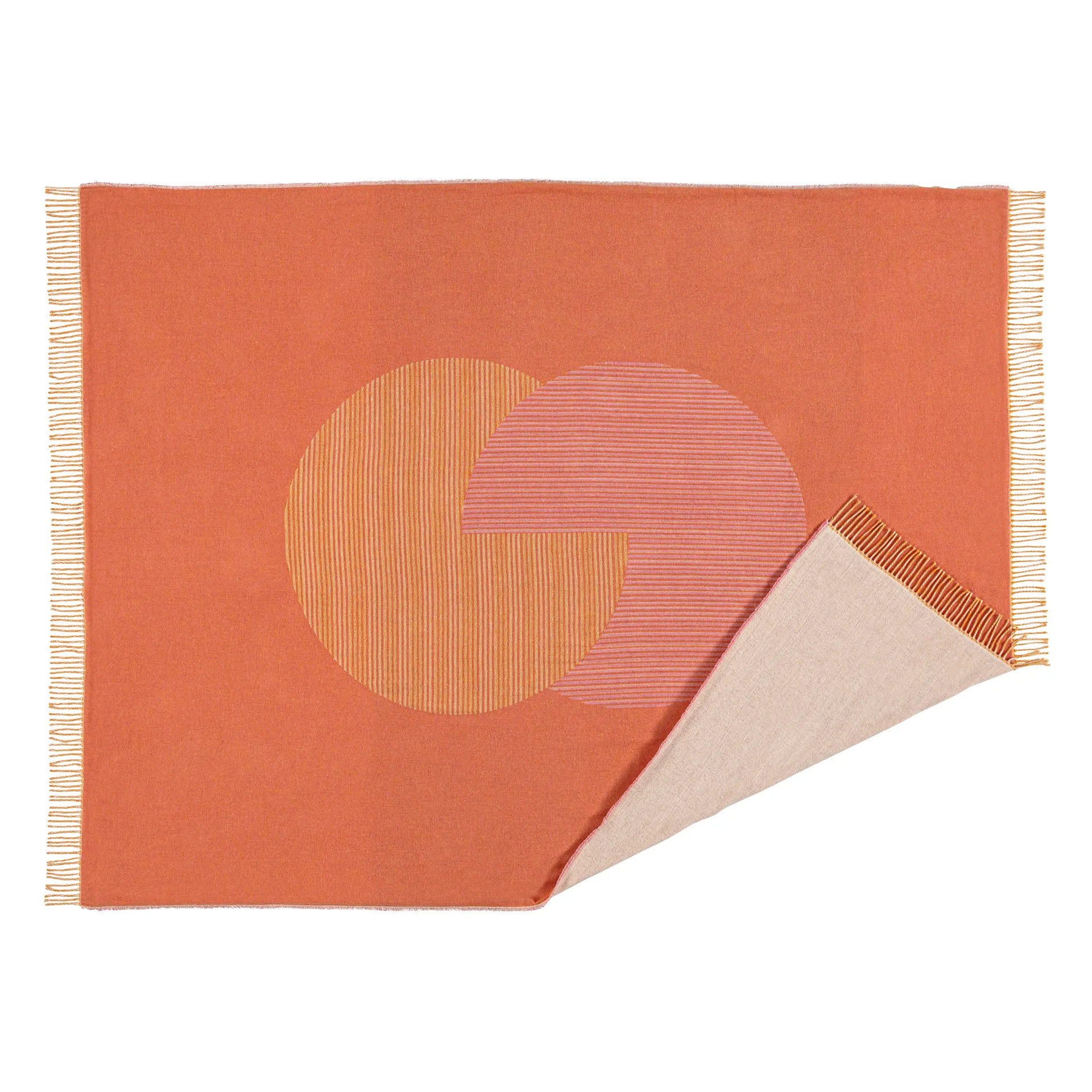 Circles katoenen plaid 130x185 cm, naturel wit NJRD