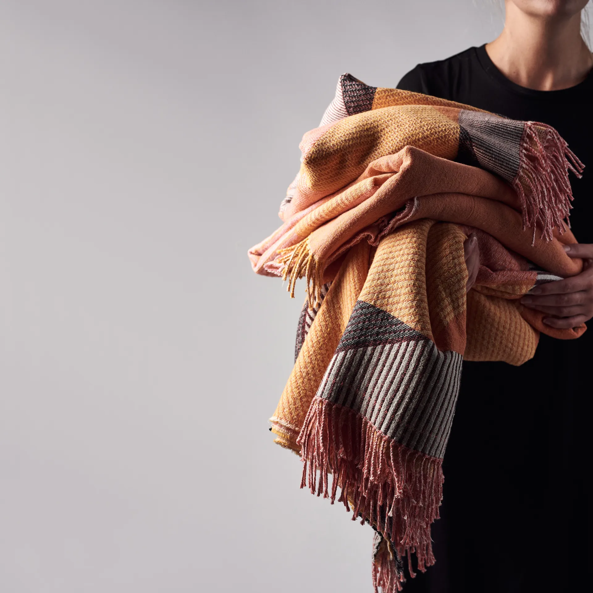 Circles katoenen plaid 130x185 cm, naturel wit NJRD