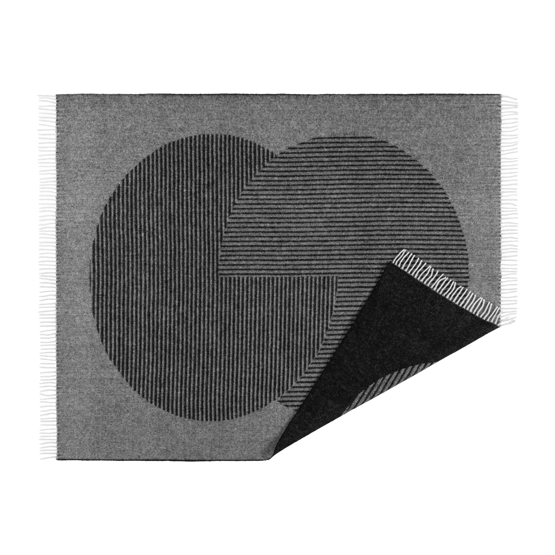 Circles wollen plaid 130x185 cm, Zwart NJRD