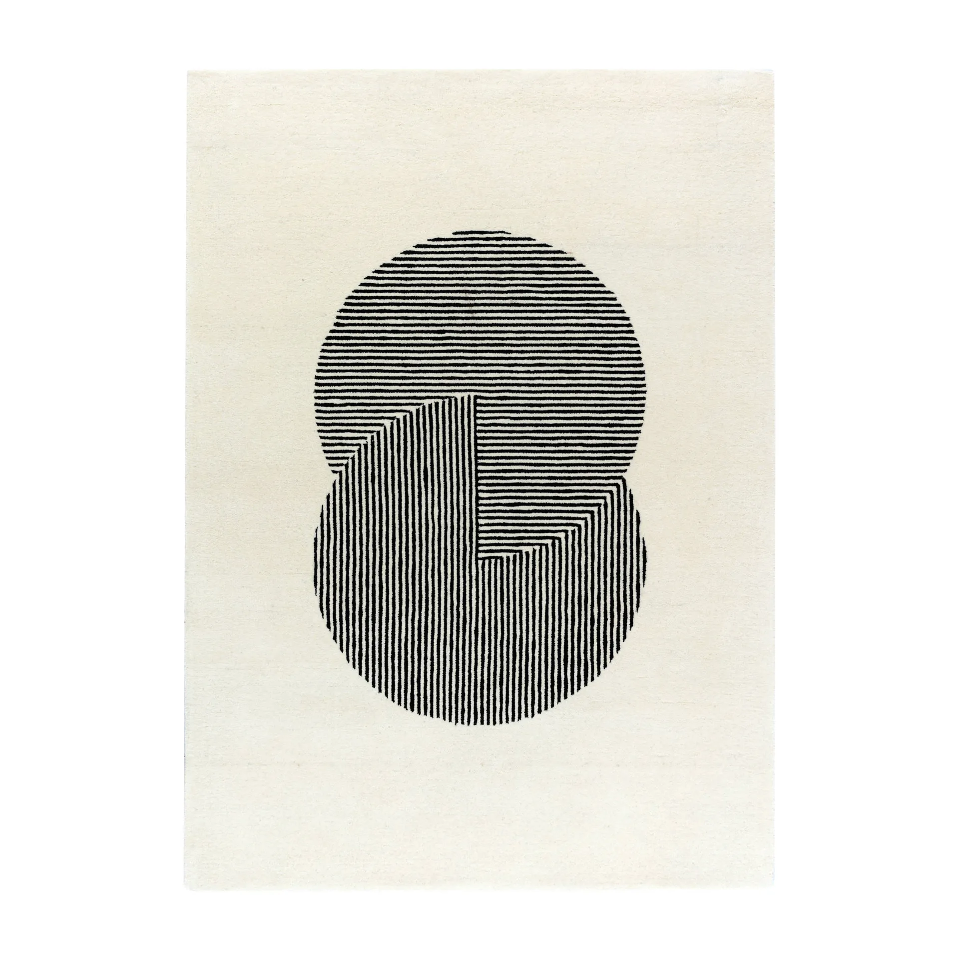 Circles wollen vloerkleed naturel witte, 170 x 240 cm NJRD